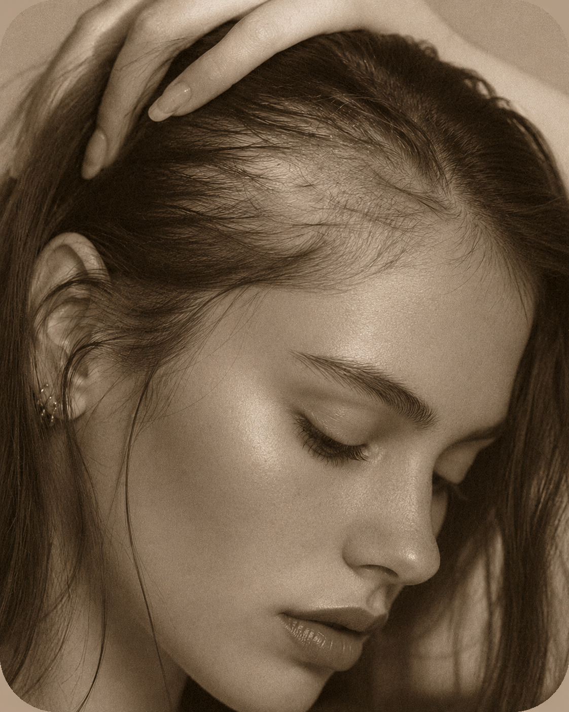Scalp showing thinning hair density before treatment