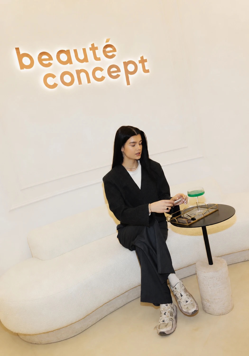 Inside Beauté Concept — the lounge under the signature wordmark