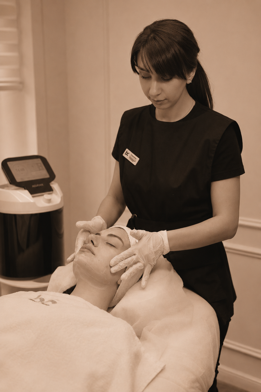 Facial care treatment in session