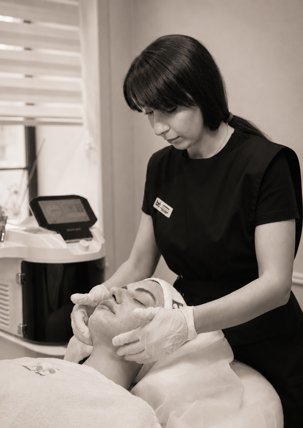 Mechanical facial cleaning treatment in session